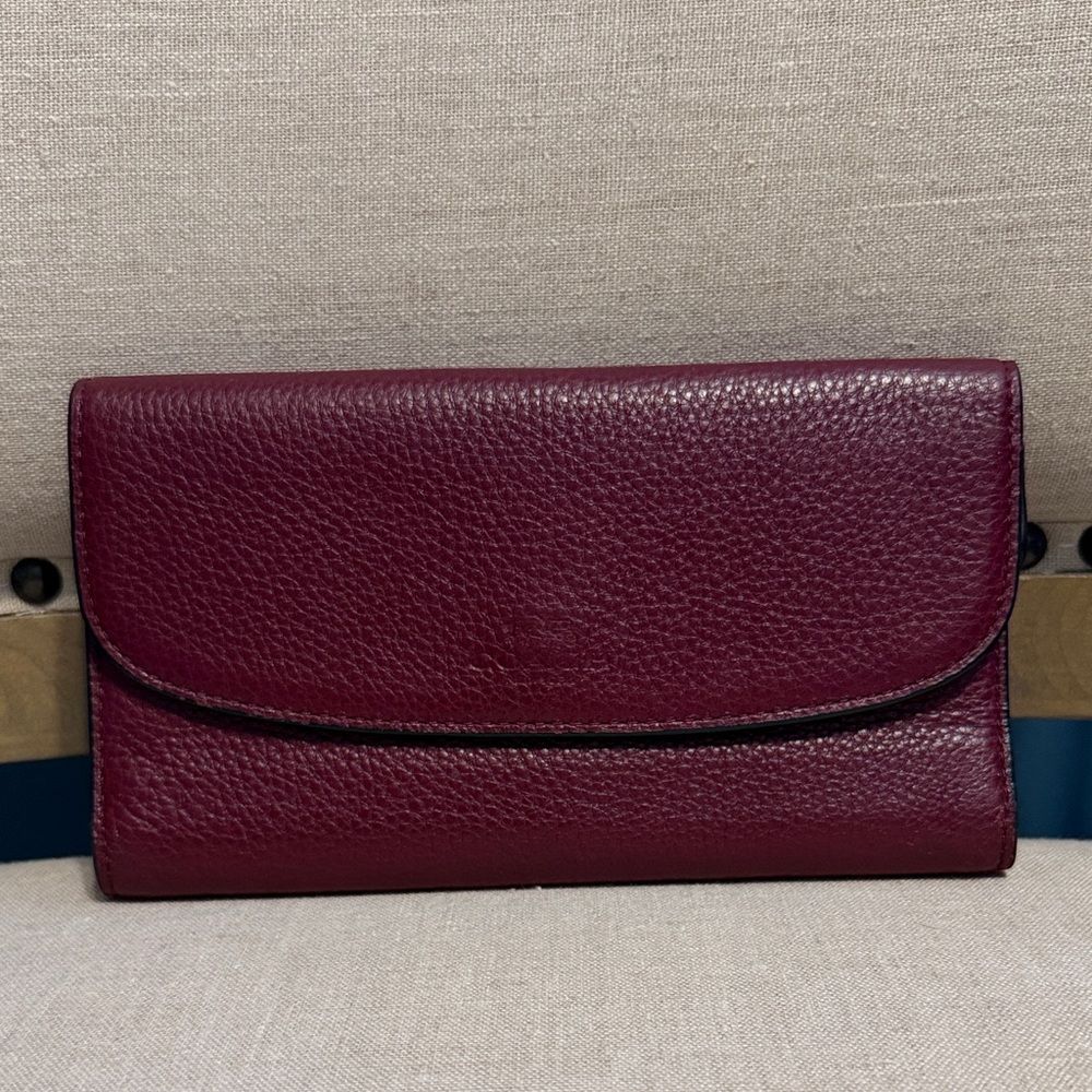 Coach Deep Burgundy Pebbled Leather Wallet, No. D1680-F52725